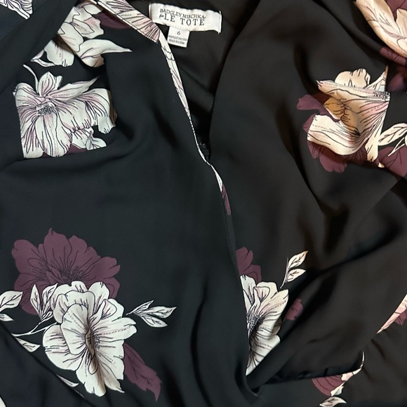 Badgley Mischka Le Tote Size 6 Floral Ruffle Midi Dress - Picture 3 of 4